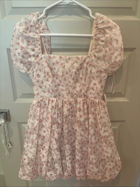 Altar'd State Pink Floral Puff-Sleeve Girls' Dress